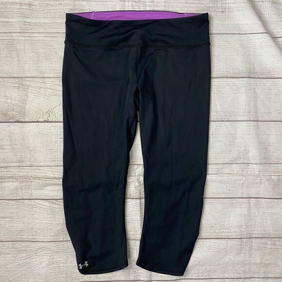 Under Armour heat gear compression Capri leggings black & pink - Picture 1 of 10